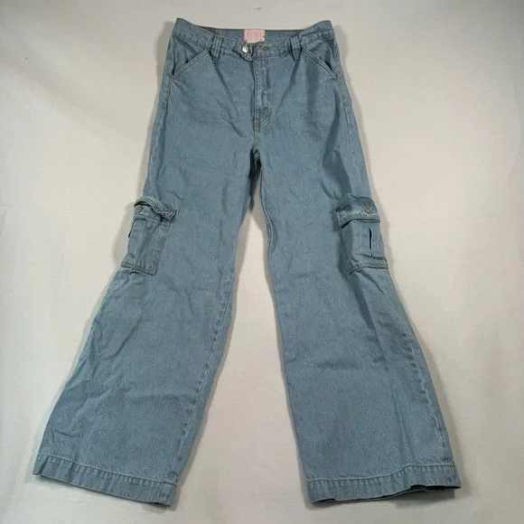 Revice Denim Wide Leg Baggy Jeans Womens Size 32 Light Blue High Rise - Picture 2 of 14